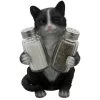 Decorative Black And White Kitty Cat Glass Salt And Pepper Shaker 3-Piece Set