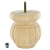 4" Highx3-1/2" OD Unfinished Solid Hardwood Round Bun Feet