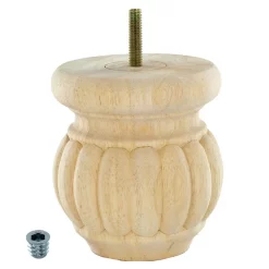 4" Highx3-1/2" OD Unfinished Solid Hardwood Round Bun Feet