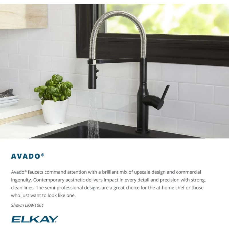 LKAV3021BK Elkay Avado Single Hole Bar Faucet With Lever Handle Black Stainless - Image 5