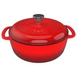 Cast Iron Dutch Oven With Lid-3 Quart Coated Pot By Classic Cuisine