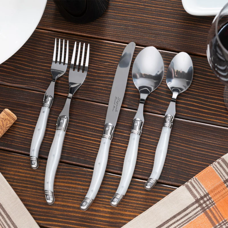 French Home Laguiole 20 Piece Stainless Steel Flatware For 4, Pearl White - Image 4
