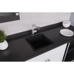 ELG1616BK0 Quartz Classic 15-3/4" X 15-3/4" Dual Mount Bar Sink, Black