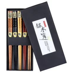 Heim Concept 5 Pair Organic Hardwood Japanese Reusable Wood Chopsticks, Original