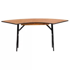 5.5'x2' Serpentine Wood Folding Banquet Table