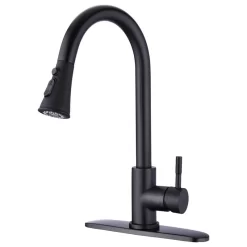 Pull Down Single Handle Kitchen Faucet, Matte Black
