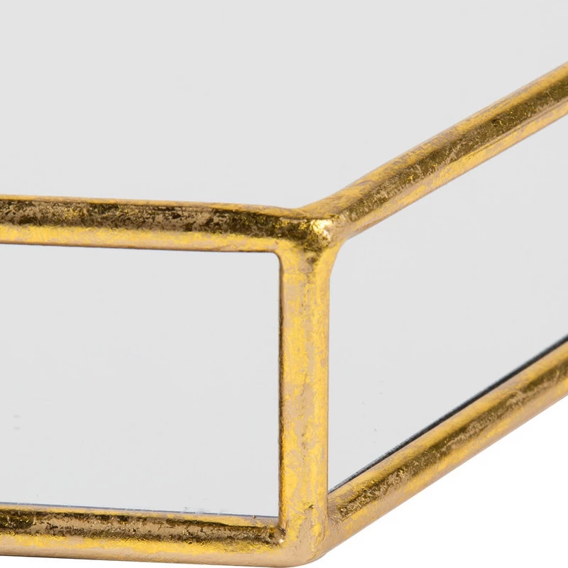 Felicia Gold Metal Mirrored Decorative Tray, Gold, 20x20 - Image 3