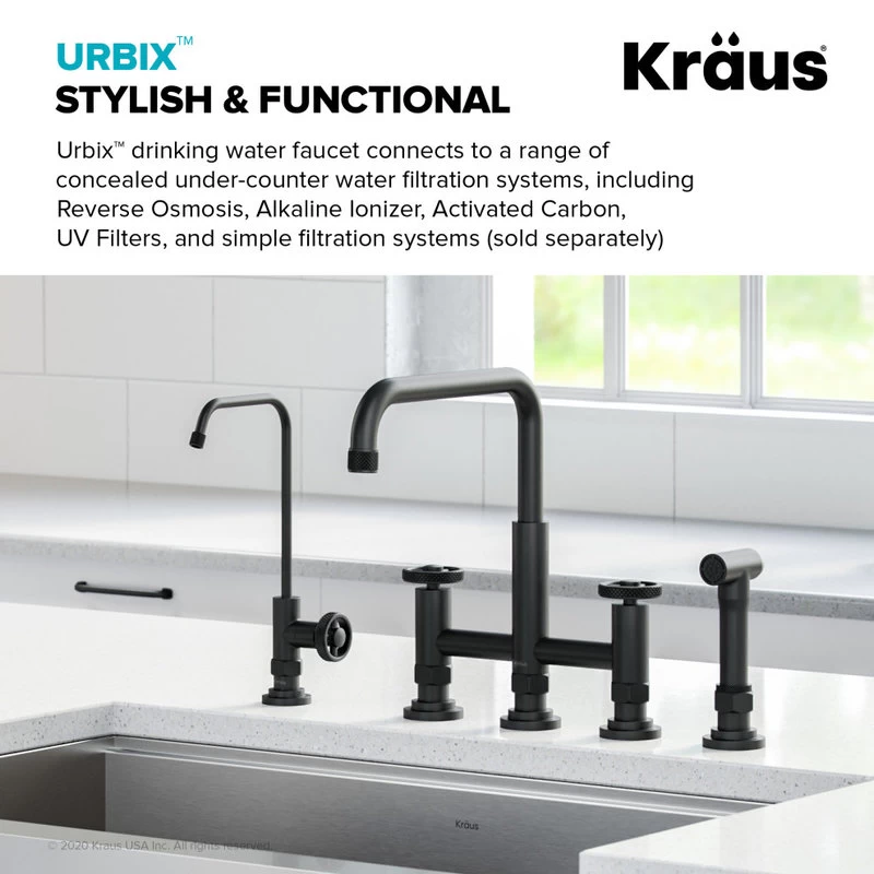 Urbix Drinking Water Dispenser Beverage Kitchen Faucet, Matte Black - Image 3