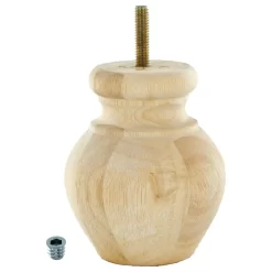 4" Highx3-1/8" OD Unfinished Solid Hardwood Round Bun Feet