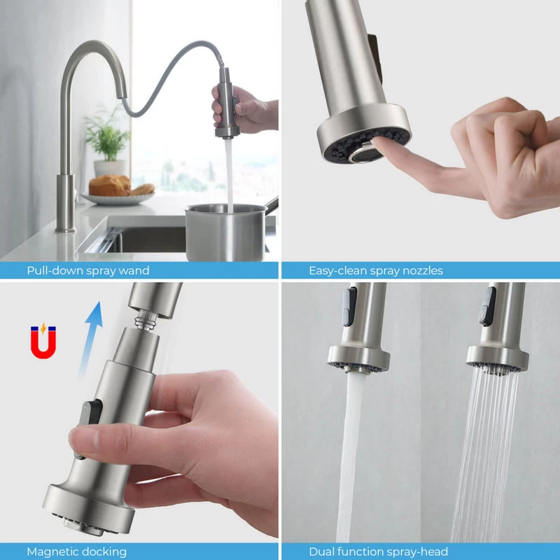 Casa Single Handle Pull Down Faucet, Brush Nickel, W/O Soap Dispenser - Image 6