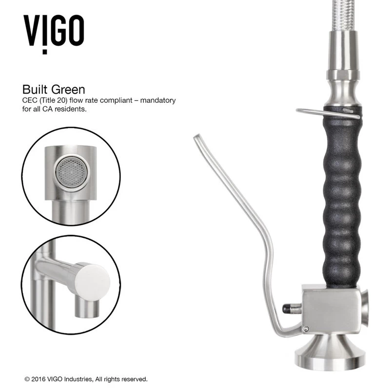 VIGO Zurich Pull-Down Kitchen Faucet, Stainless Steel - Image 9