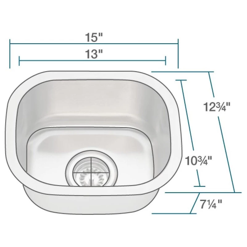 R1-1012 Stainless Steel Bar Sink, 16-Gauge - Image 5