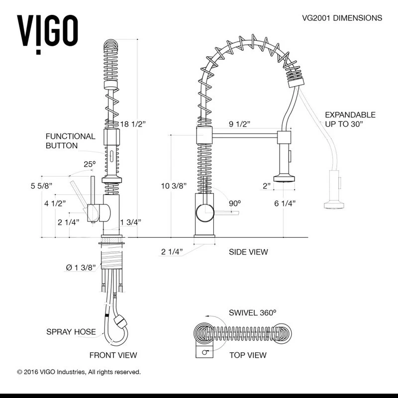 VIGO Edison Pull-Down Kitchen Faucet With Deck Plate, Stainless Steel/Matte Blac - Image 10