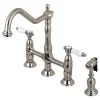Kingston Brass Bridge Kitchen Faucet With Brass Sprayer, Brushed Nickel