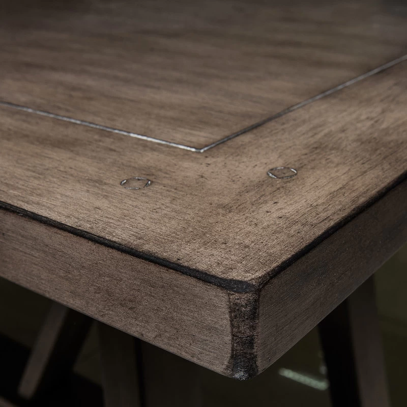 Accentrics Home Farmhouse Trestle Style Gray Dining Table In Carbon DS-D156-130 - Image 3