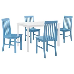 Delacora WE-BDW485PC Dixon 5 Piece Wood Framed Modern Dining Set - Blue