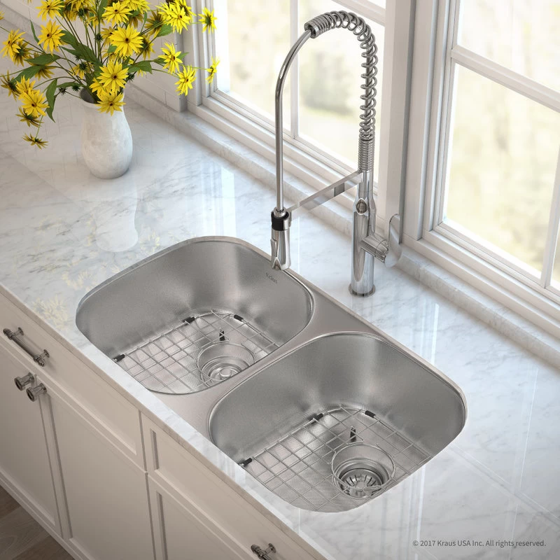 Premier 32" Undermount Stainless Steel 2-Bowl 16 Gauge Kitchen Sink 50/50 Split - Image 2
