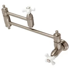 KS3108PX Restoration Two-Handle Wall Mount Pot Filler, Brushed Nickel