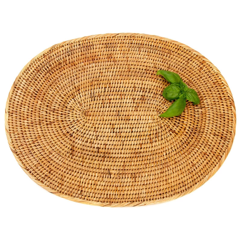 Artifacts Rattan Oval Placemat, Honey Brown, Medium - Image 4