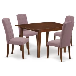 East West Furniture Milan Wood 5-Piece Parson Dining Set MLCE5-MAH-10