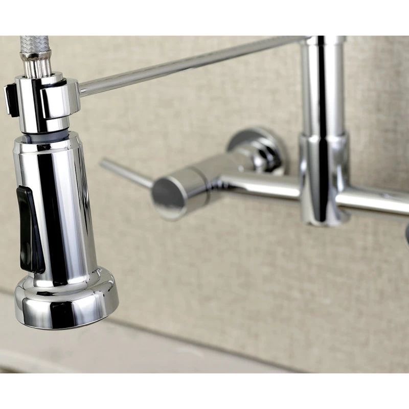 Gourmetier Concord 2-Handle Wall Mount Pull-Down Kitchen Faucet, Polished Chrome - Image 3