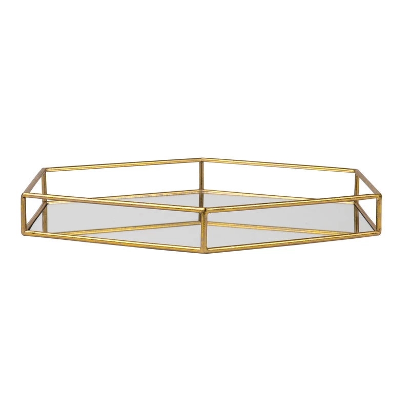 Felicia Gold Metal Mirrored Decorative Tray, Gold, 20x20 - Image 2