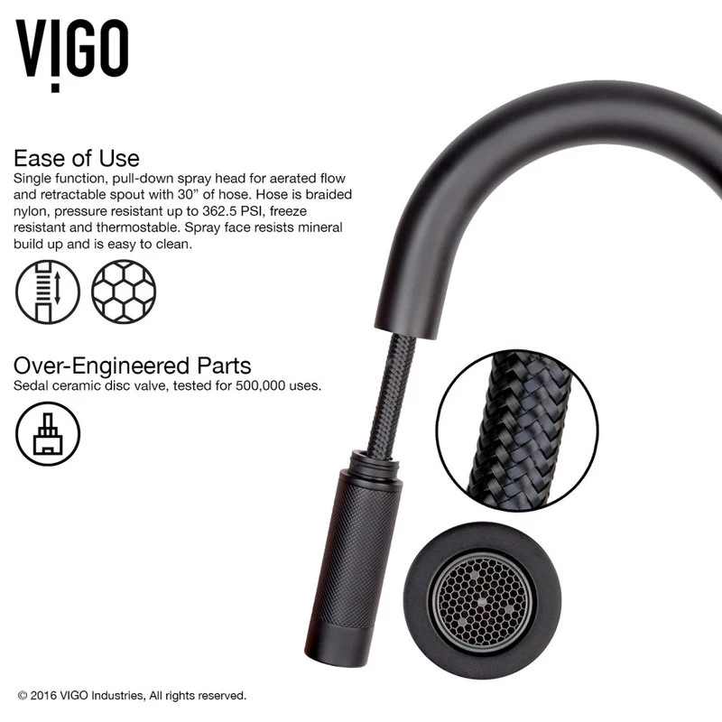 VIGO Gramercy Pull Down Kitchen Faucet, Matte Black - Image 6