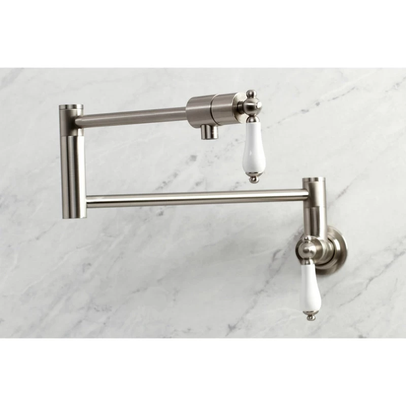 Kingston Brass KS4108PL Metropolitan Wall Mount Pot Filler, Brushed Nickel - Image 4