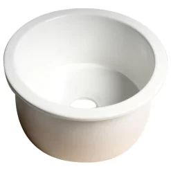 ALFI Brand White Round Undermount/Drop In Fireclay Prep Sink ABF1818R-W