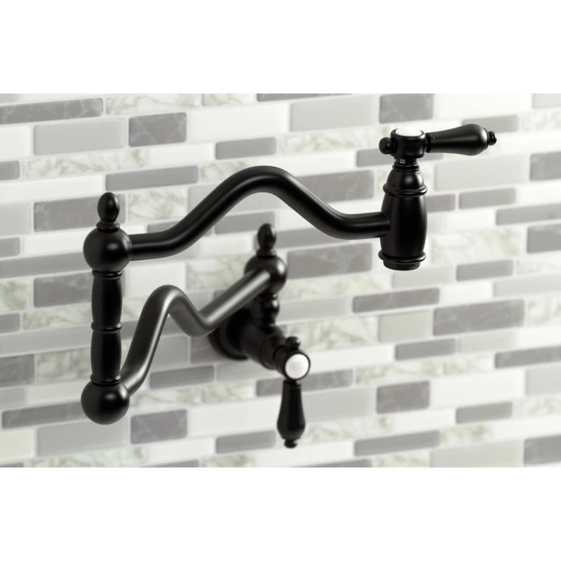 Kingston Brass KS2100BAL Heirloom Wall Mount Pot Filler, Matte Black - Image 3