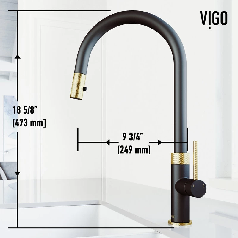 VIGO Bristol Kitchen Faucet, Matte Brushed Gold/Matte Black - Image 11