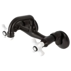 Kingston Brass KS612ORB Two-Handle Wall Mount Bar Faucet, Oil Rubbed Bronze