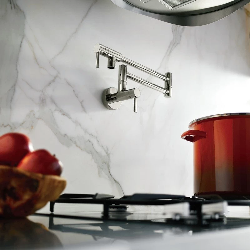 Moen S665 5.5 GPM Wall Mounted Double Handle Pot Filler - Brushed Gold - Image 4