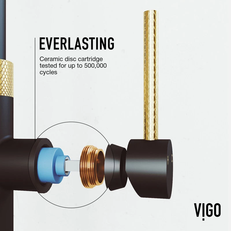 VIGO Bristol Kitchen Faucet, Matte Brushed Gold/Matte Black - Image 12