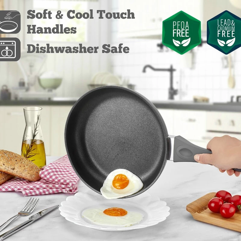 Saflon Titanium Nonstick Fry Pan, 4mm Forged Aluminum, PFOA Free, 11" - Image 2