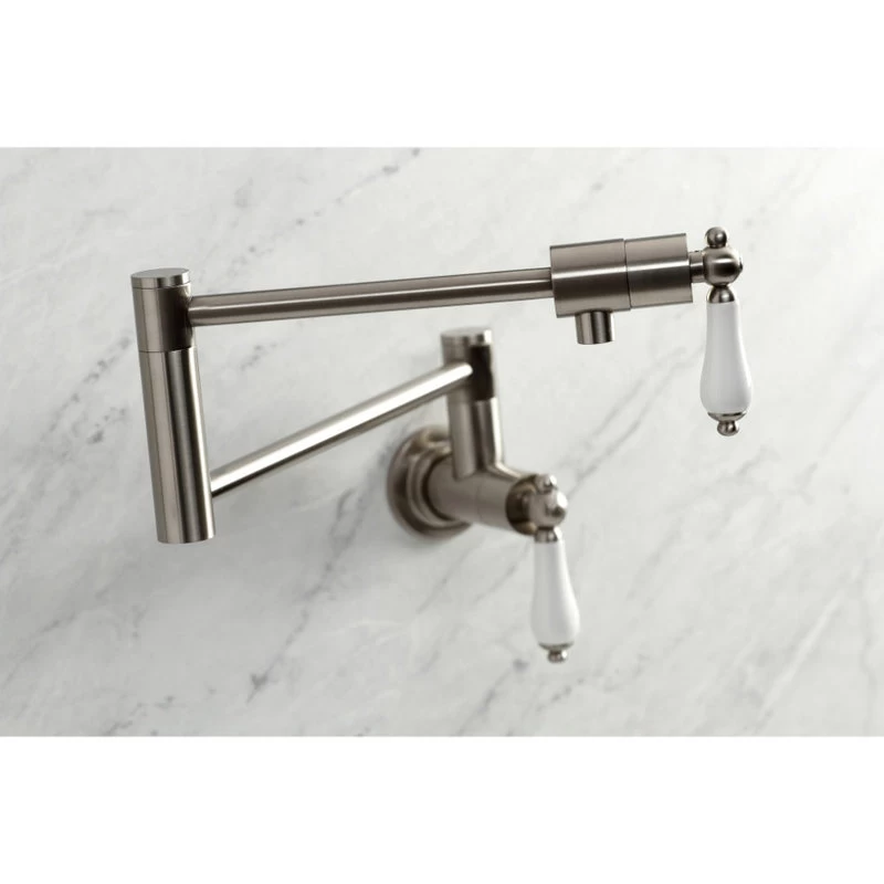 Kingston Brass KS4108PL Metropolitan Wall Mount Pot Filler, Brushed Nickel - Image 3