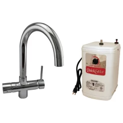 Contemporary 1-Handle Water Faucet With Instant Hot Water In Polished Chrome