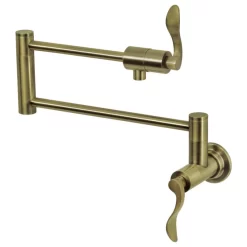 Kingston Brass KS4103DFL NuWave Wall Mount Pot Filler, Antique Brass