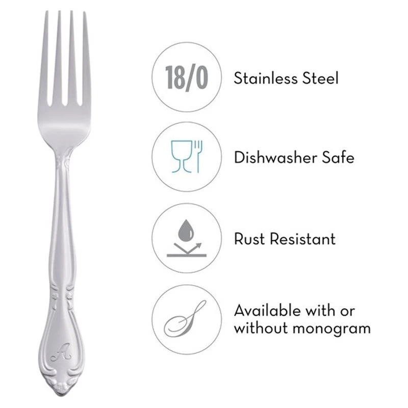 RiverRidge Home RiverRidge Rose 46-Piece Stainless Steel Letter Y Flatware Set In Silver - Image 5
