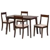 Baxton Studio Carola Cream Fabric And Dark Brown Wood 5-Piece Dining Set
