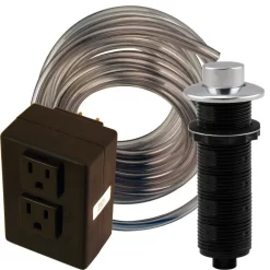 Raised Button Disposal Air Switch And Dual Outlet Control Box, Polished Chrome