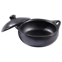 Ancient Cookware, Chamba Flat Clay Casserole, 13.5x15.8x8.5