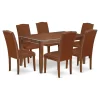 East West Furniture Dudley 7-piece Wood Dining Set In Mahogany/Brown