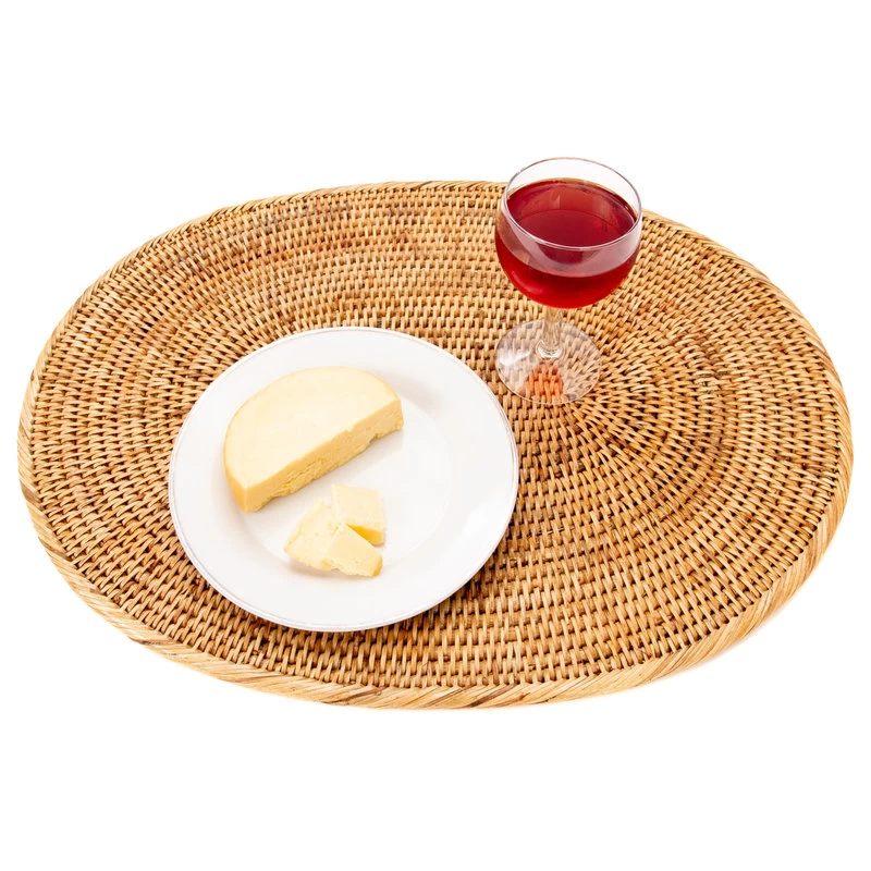 Artifacts Rattan Oval Placemat, Honey Brown, Medium - Image 2