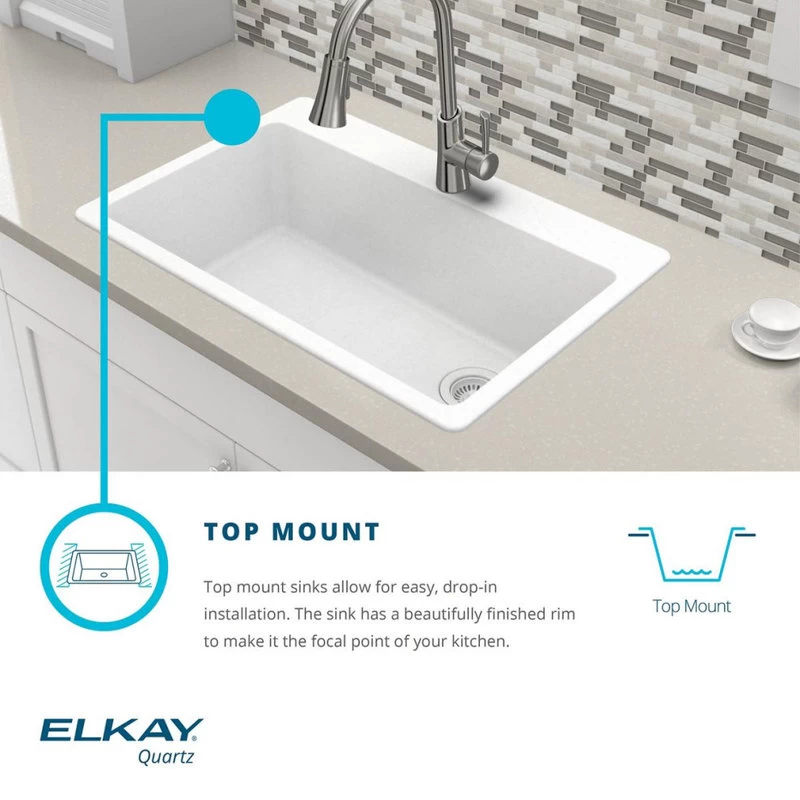 ELG1616GY0 Quartz Classic 15-3/4" X 15-3/4" Dual Mount Bar Sink, Dusk Gray - Image 9