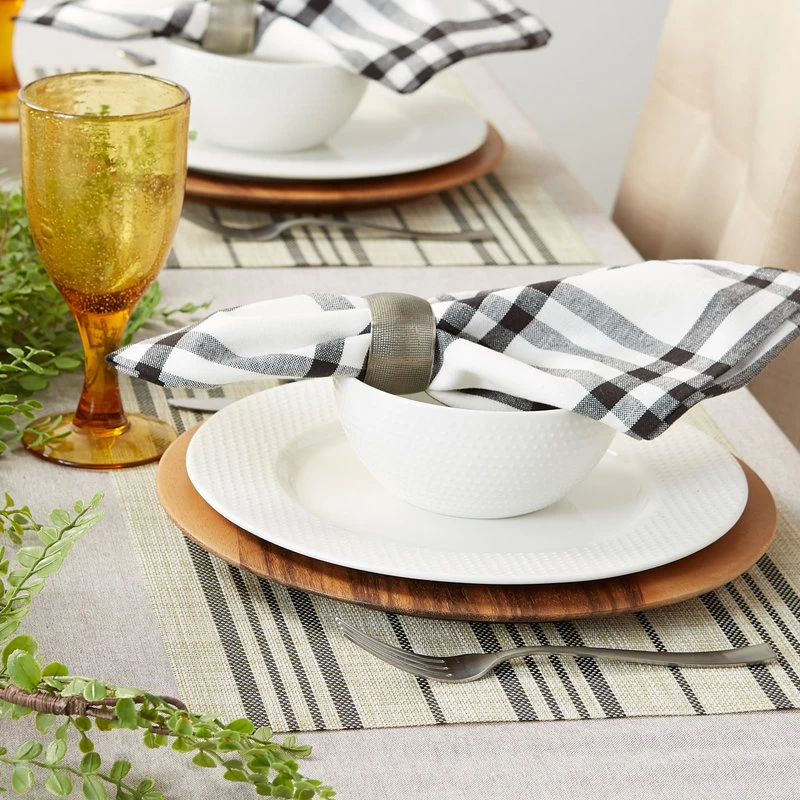 Black Farmhouse Stripe Pvc Woven Placemat Set Of 6 - Image 8