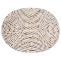 Artifacts Rattan Oval Placemat, White Wash, Medium