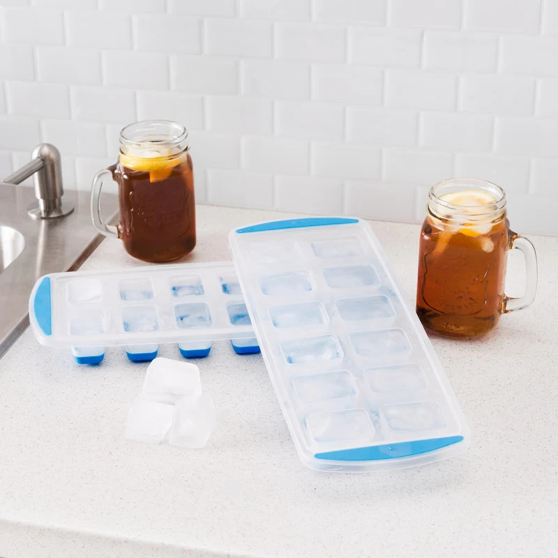 Square Plastic Pop-Out Ice Cube Trays, Set Of 2, Blue - Image 5