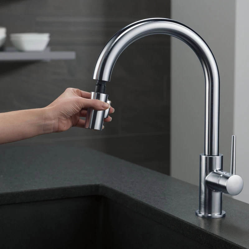 Delta Trinsic Single Handle Pull-Down Kitchen Faucet, Arctic Stainless - Image 6