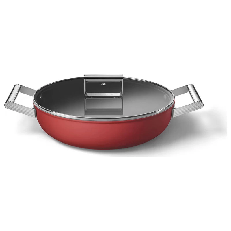 Smeg Cookware Deep Pan With Lid., Red - Image 3
